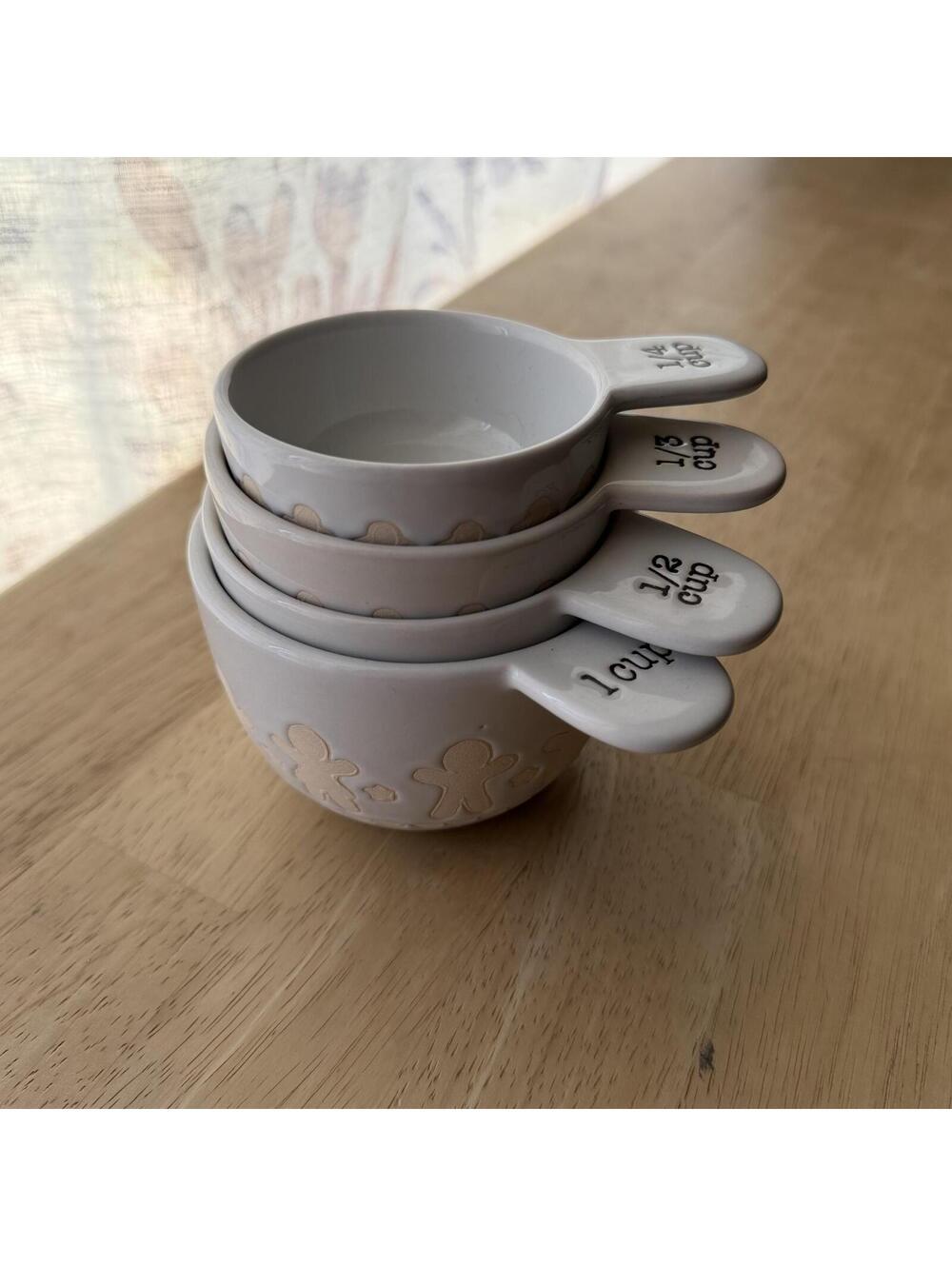 Set of 4 Christmas Ceramic Nesting Measuring Cups with Handles